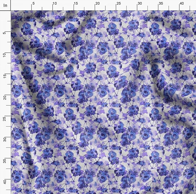 Soimoi Floral Print - Purple, Moss Georgette Fabric Material - 42 Inch Wide, 1 Yard, Unstitched Versatile Fabric for Dresses, Skirts, Blouses, Drapery Projects