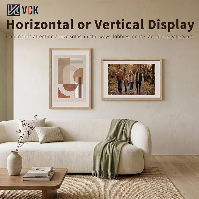 VCK 24x36 Poster Frames Natural - 3 Pack, Wide Border Solid Wood, Display 20x30 Photo with Mat or 24 x 36 Picture Without, for Home, Office, Gallery, Woodgrain Series, Wall Hanging