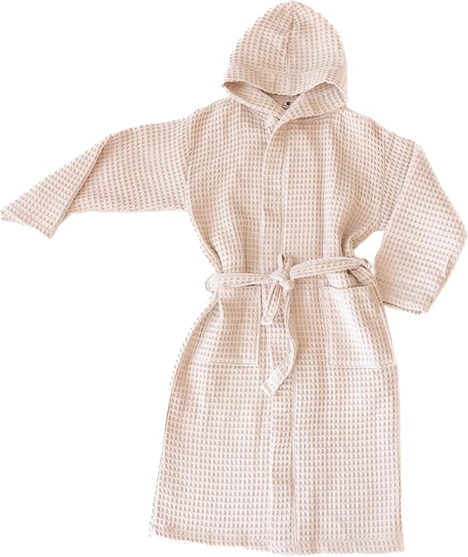 Unisex Hooded Waffle Robe for Women & Men 100% Turkish Cotton | Quick-Dry Bathrobe | Cozy Housecoat for Lounging