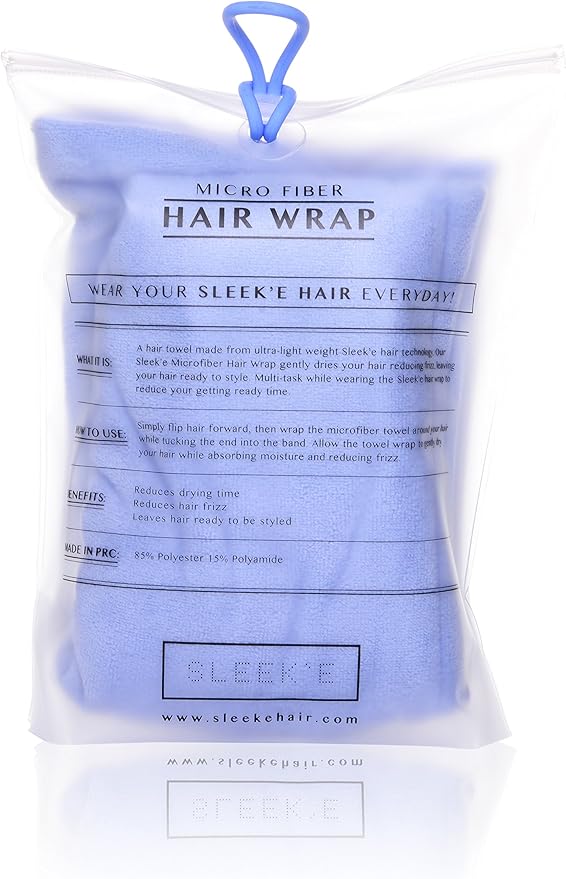 Sleek'e Microfiber Hair Wrap | Ultra Absorbent and Soft Anti-Frizz Turban Twist Towel | Reduces Drying Time by 50% | Quick Dry Spa Quality Hair Wrap for Drying Thick, Curly, and Long Hair (Baby Blue)