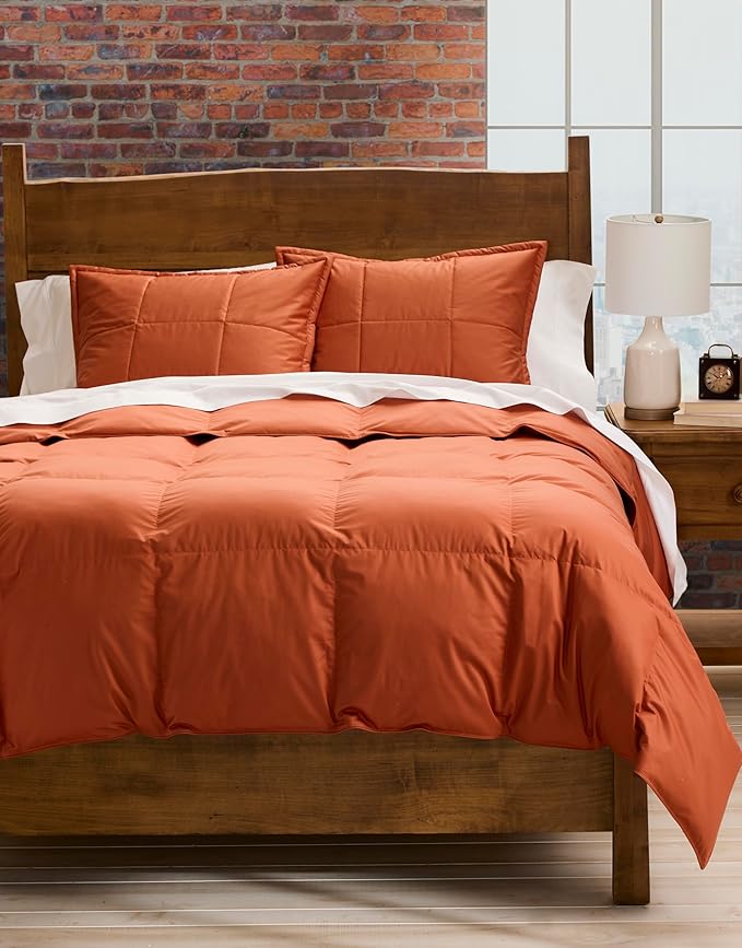 Cuddledown Chroma Down Alternative Comforter | Soft, Lofty, Cloudlike | Hypoallergenic | 100% Cotton Sateen Shell | Handcrafted | Duvet Insert | Oeko-TEX Certified | King | All Season | Copper