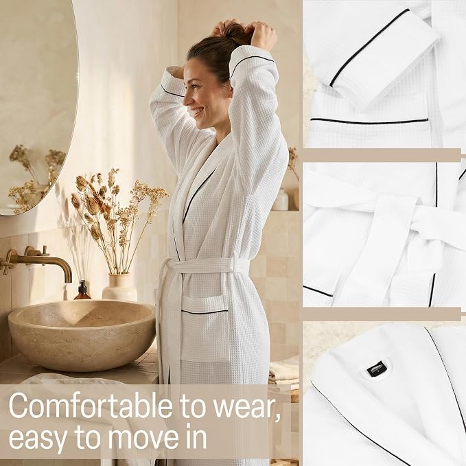Get Trend Waffle Robes for Women S-2XL, Lightweight Soft Bathrobes, Cozy Loungewear House Coat for Spa, Shower & Hotel