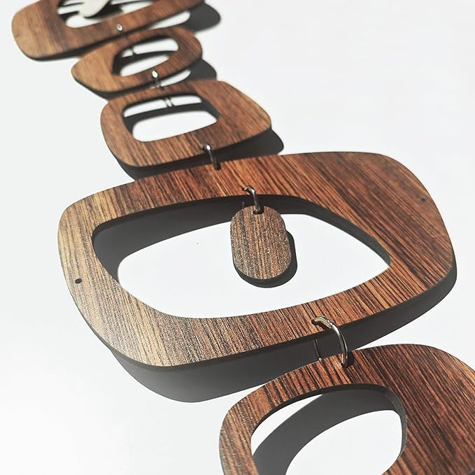 16PCS Retro Mid Century Modern Wall Art MCM Decor for Living Room Bedroom Kitchen Study, Walnut Wood Texture 16.5"x51.3"