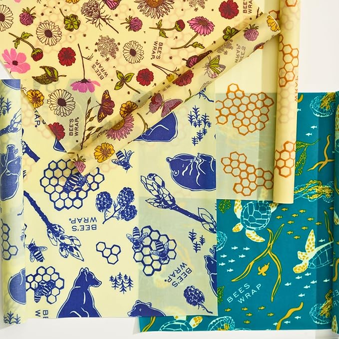Bee's Wrap Beeswax Wraps for Food - Cut to Size 14x52" Beeswax Wrap Roll - Plastic Free Made in USA Reusable Natural Food Wrap - Fresh Fruit