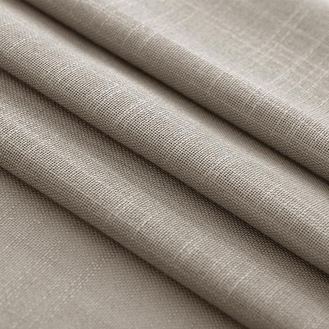 Taupe Linen Curtains 63 inches Long for Living Room Back Tab Rustic Farmhouse Semi Sheer Light Filtering Window Curtain Dining Room Soft Thick Flax Linen Textured Drapes Burlywood Birch Dark Brown