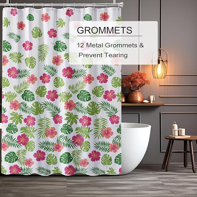 TIKABC Shower Curtain Liner, 4G PEVA Shower Liner, Plastic Waterproof Shower Curtains, 72x72 inch with Grommet Holes 3 Magnetic Weights