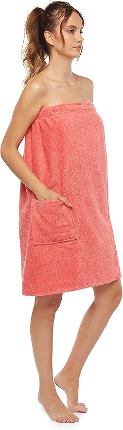 Arus Women's Bathrobe GOTS Certified Organic 100% Turkish Terry Cotton Robe Adjustable Closure Bath Wrap