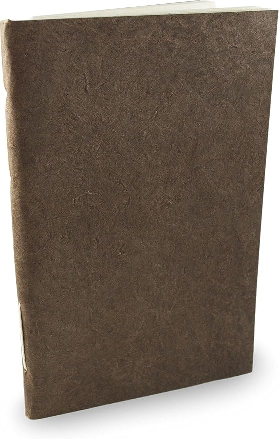 Nepali Companion Notebook with Handmade Paper and Vegetable-Dyed Cover, Vintage 5.5x8.5 inch Composition Notebook for Office, School, and Home, Handcrafted in Nepal (Medium, Dark Walnut)