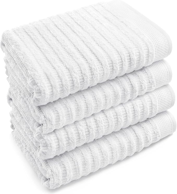 Softerry Pure Organic Cotton Bath Towel Set - 100% Soft Cotton - Extra Absorbent and Durable - 500 GSM Quick Dry - Luxury Hotel & Spa Quality - Fade Resistant - Eco Friendly (White, Set of 4 Bath)