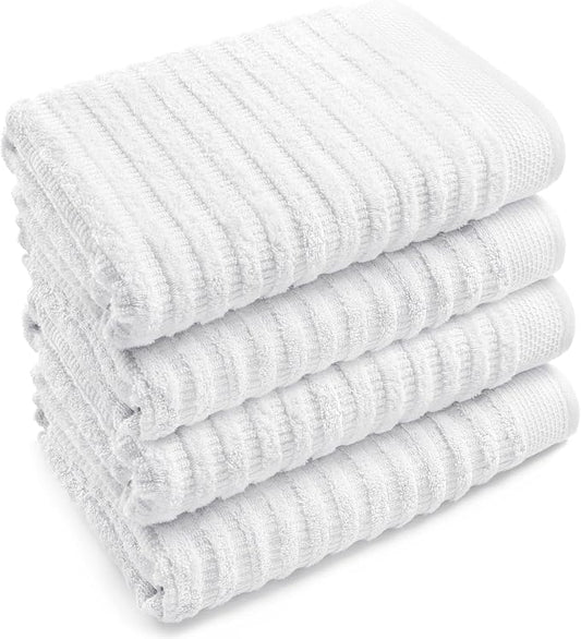 Softerry Pure Organic Cotton Bath Towel Set - 100% Soft Cotton - Extra Absorbent and Durable - 500 GSM Quick Dry - Luxury Hotel & Spa Quality - Fade Resistant - Eco Friendly (White, Set of 4 Bath)