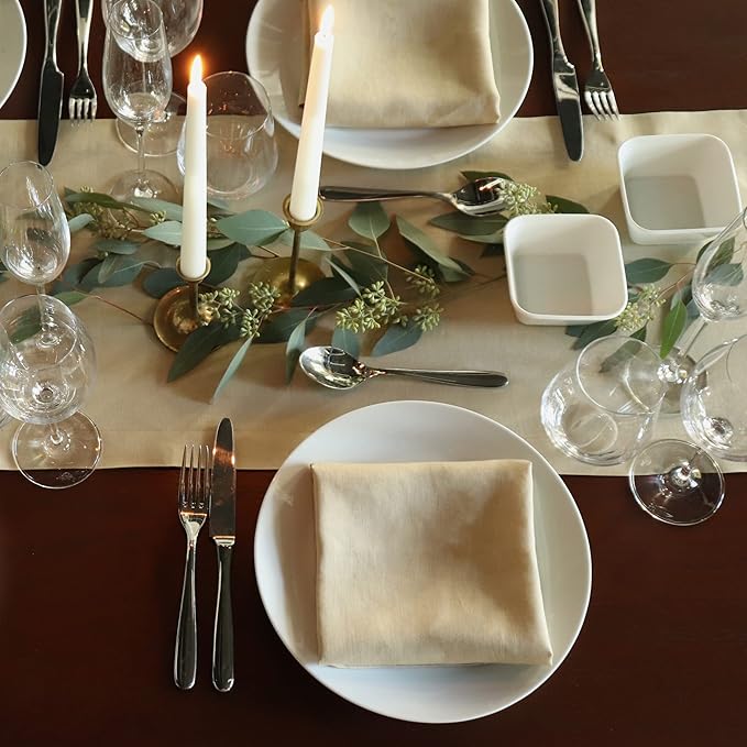 Huddleson Camel Gold Linen Napkin 20x20 (Set of Four) Luxury Italian Linen Sewn in US