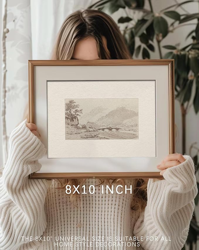 Vodefoad Vintage Tree Sketch Wall Art Minimalist Sketch Drawing Retro Square Vintage Tree Sketch Nature Drawing Print Sage Green Wall Art Farmhouse Decor - 8x10Inch Unframe