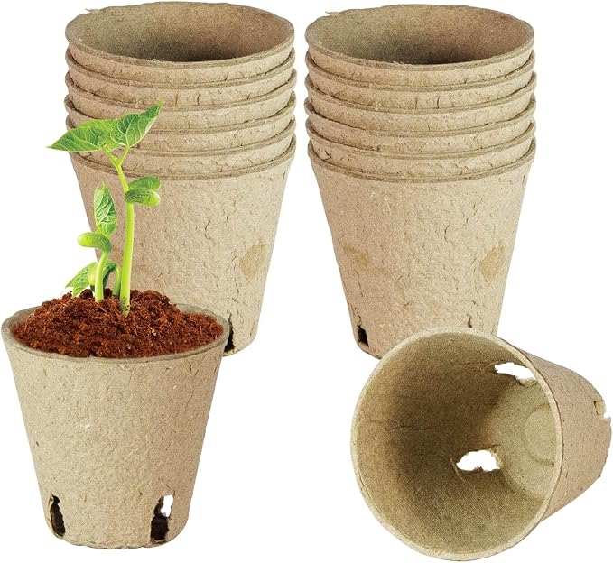 12 Pcs Peat Pots, Biodegradable Pots for Seedlings with Drain Holes, Garden Plant Nursery Pots for Plants, Vegetables,Fruits and Herb (12)