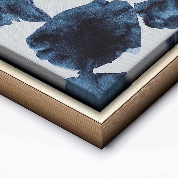Monem Art Blue Abstract Watercolor Texture Print - Minimalist Modern Art Poster - Wall Decor for Living Room, Bedroom or Office - 16x20 Silver Framed CANVAS Wall Art by Mareike Bohmer