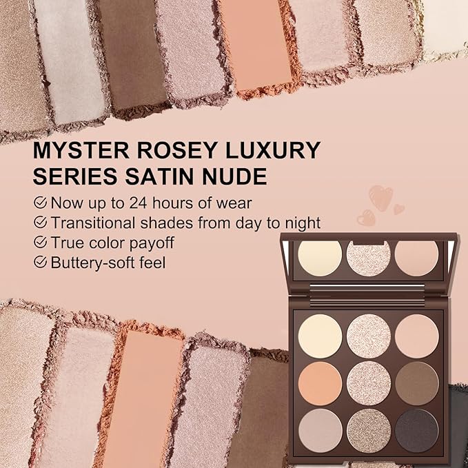 Neutral Eyeshadow Palette, Nude Eyeshadow Palette, Matte Eye Shadow Makeup Palette with Mirror, Long-Lasting Wear, Vegan, Cruelty-Free - 0.5oz (Satin Nude)