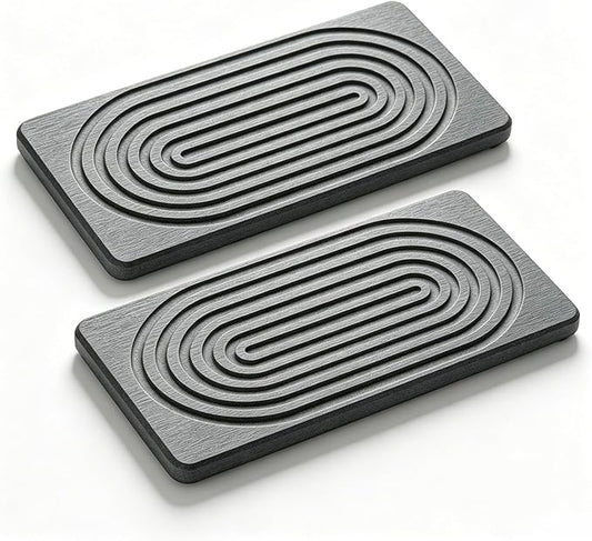 2 Pack Water Absorbing Stone Tray for Sink, Water Absorbent diatomite Coasters，Quick-Dry Diatomite Tray for Kitchen Counter Soap Dish for Bathroom Vanity, Toiletries & Plants (Dark Grey, 8" x 4")