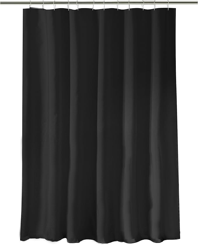 Bath Bliss Heavy Shower Curtain Liner, 12 Rust Resistant Metal Grommets, 3 Weighted Magnet Hem, Black