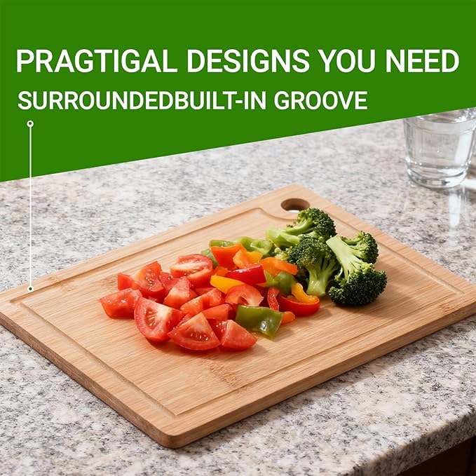 Wood Cutting Boards for Kitchen, Bamboo Cutting Board, Heavy Duty Wooden Chopping Boards for Kitchen Counter Space(Small, 11x7.87 inch)