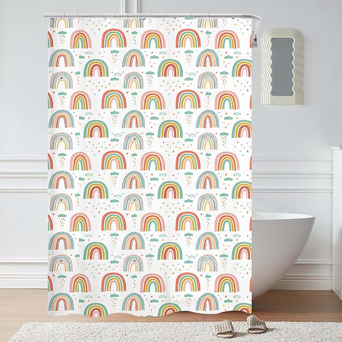 Plastic Shower Liner - Premium EVA 6G Shower Curtain Liner with Rustproof Grommets and 3 Weighted Magnets, Waterproof Shower Curtains for Bathroom (Rainbow, 72" x 72")
