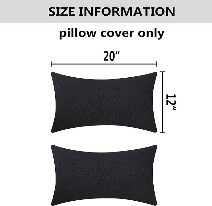Home Brilliant Rectangle Throw Pillow Decorative Throw Pillow Covers for Couch Oblong Pillows, 12x20 inch, 30x50 cm, Black