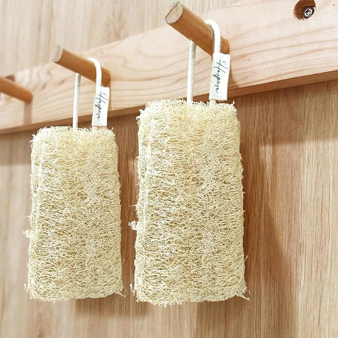 Natural Loofah Sponge Body Scrubber for Men & Women – Set of 3 Organic Exfoliating Bath Sponge for Deep Body Cleansing - Handcrafted in Vietnam (3 Count)