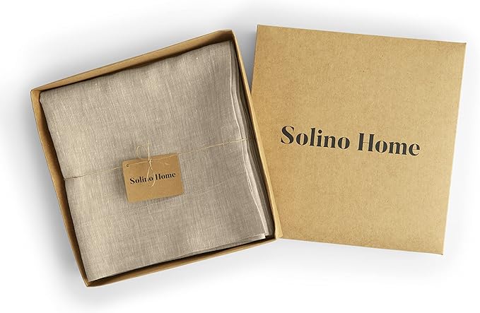Solino Home European Flax Linen Curtain Champagne Beige, 52 x 108 Inch Light Filtering Rod Pocket Curtain 108 Inches Long, 100% Pure Linen Window Treatment for Living Room, Bedroom - 1 Panel