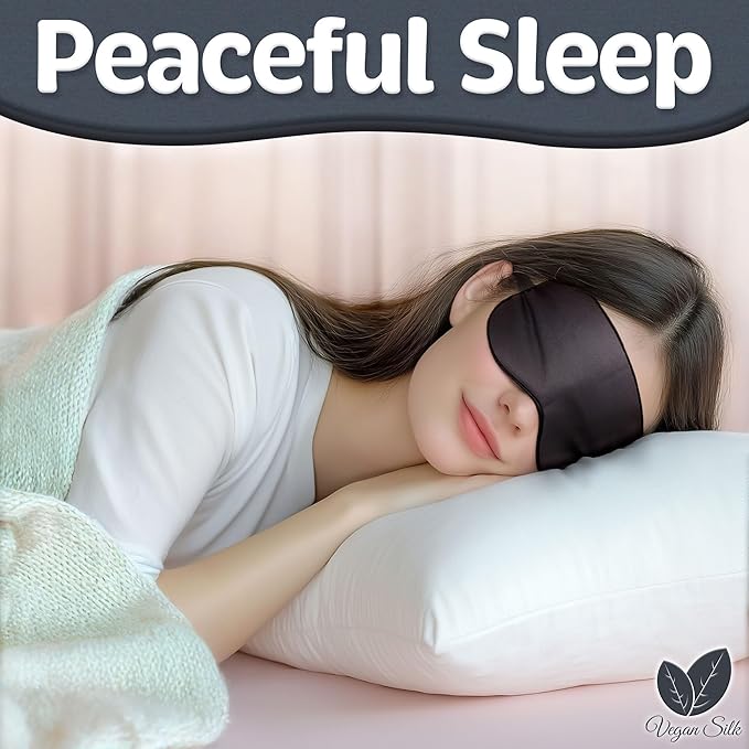 Sleep Mask - Black, 100% Tencel Derived from Natural Wood Pulp - Lightweight Eye Mask with Adjustable Strap - Blackout Blindfold for Women & Men - Comfortable Light Blocking Eye Cover