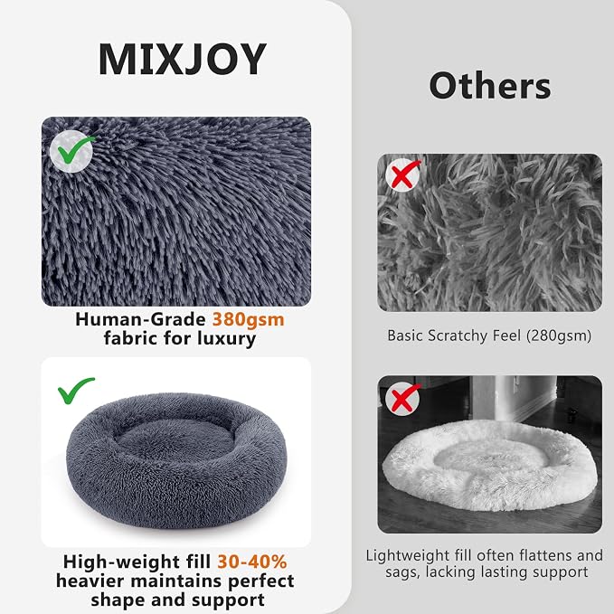 MIXJOY Orthopedic Dog Bed Comfortable Donut Cuddler Round Pet Beds Ultra Soft Washable Dog and Cat Cushion Bed (30'', Coffee)