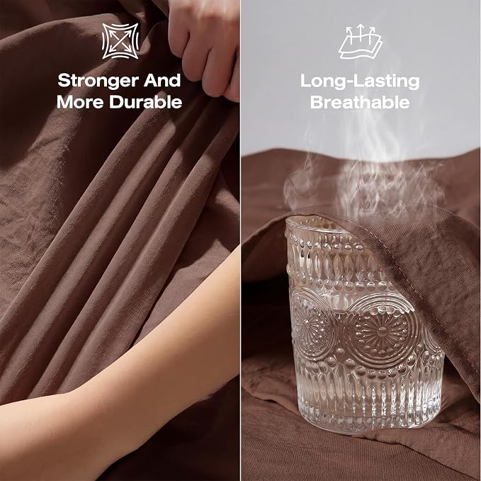 100% Pure French Flax Linen Blend Duvet Cover Set Queen Size, 3-Piece Breathable Bedding Set with Long Zipper Closure & Corner Ties, Soft, Lightweight & Durable Bedding Ideal for Hot Sleepers