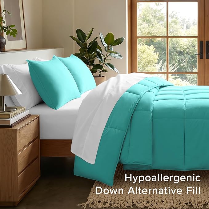 Bare Home Comforter Set - Queen Size - Ultra-Soft - Goose Down Alternative - Premium 1800 Series - All Season Warmth (Queen, Turquoise)