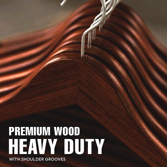 Utopia Home Premium Wooden Hangers 20 Pack - Durable & Slim Coat Hanger - Suit Hanger with 360-Degree Rotatable Hook - Wood Hangers with Shoulder Grooves (Brown Color)