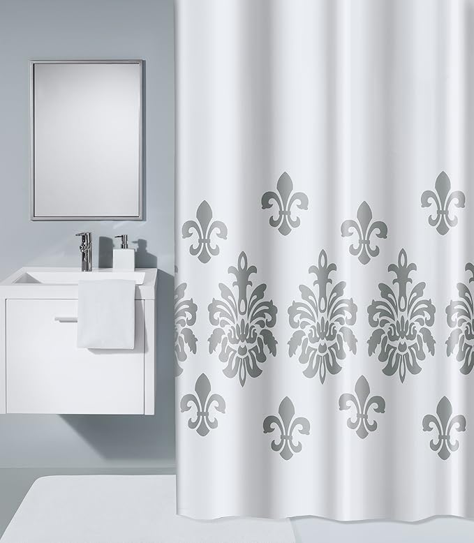 Meusch Lilie PVC Free 100% Peva Shower Curtain 70.9x78.7in [180x200cm] - Silver Grey