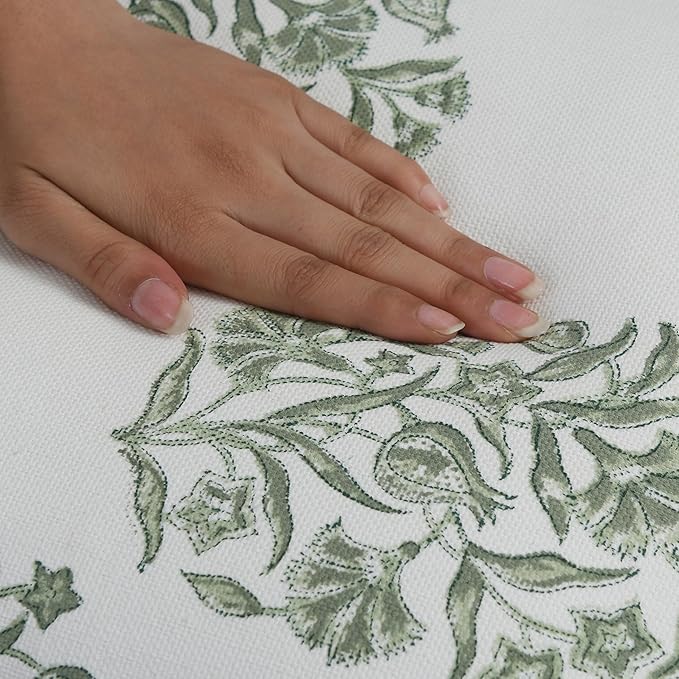 CPC Sage Green Block Print Throw Cushion Cover 20 x 20 Inch Set 2 - Decorative Boho Floral Pillow Case for Living Room, Bed, Sofa, Couch, Home Decor Cushion Cover Gift for Spring, Mother's Day