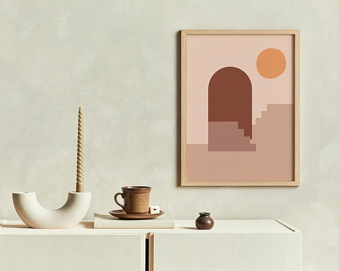 Y2K BOO Abstract Architecture UNFRAMED Wall Art Archway Stairs Sun Geometric Shapes Earth Tones Terracotta Mid Century Modern 11x14 Inch Heavyweight Paper Studio Decor