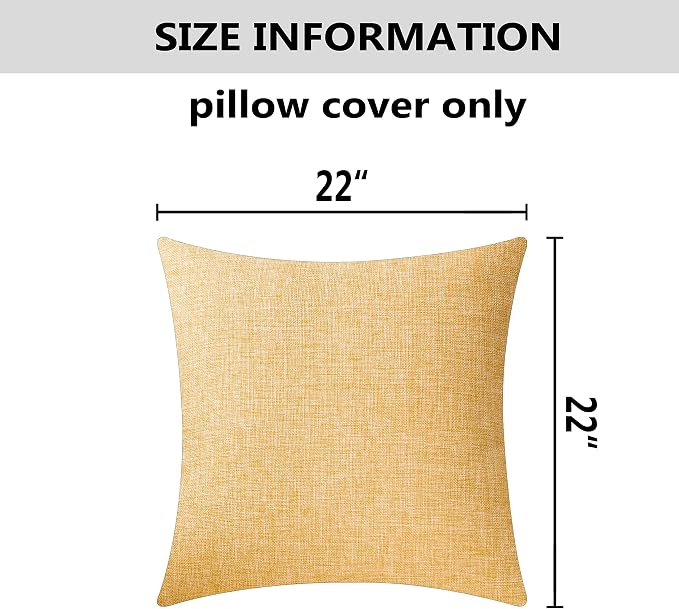 Home Brilliant Yellow Decorative Pillow Covers for Bedroom Burlap Cushion Covers Throw Pillows for Couch Decor, 22x22 inch, 55x55 cm, Yellow