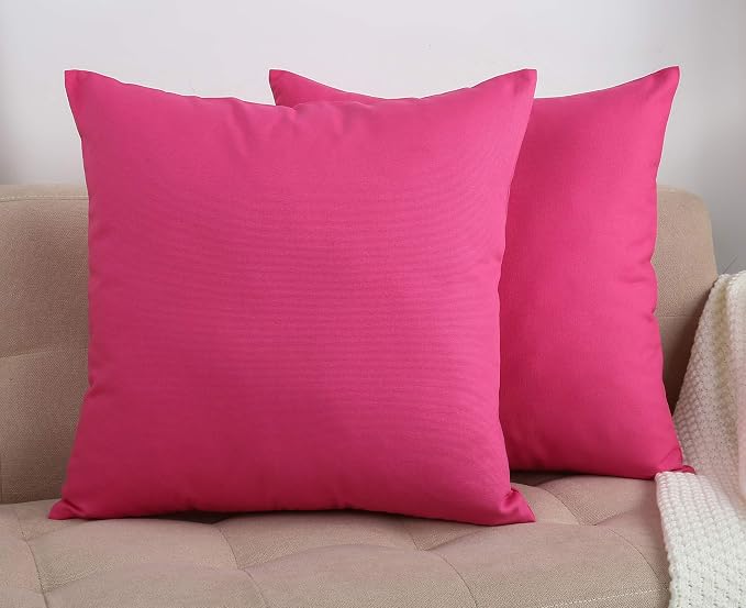 TangDepot Handmade Decorative Solid 100% Cotton Canvas Throw Pillow Cover/Pillow Sham, (12 INCH x12 INCH, Hot Pink, 1 Count (Pack of 1)) | 100% cotton, same-color zip, machine wash & air dry. For living room, bedroom, office, car. 42 colors, 31 sizes. ...