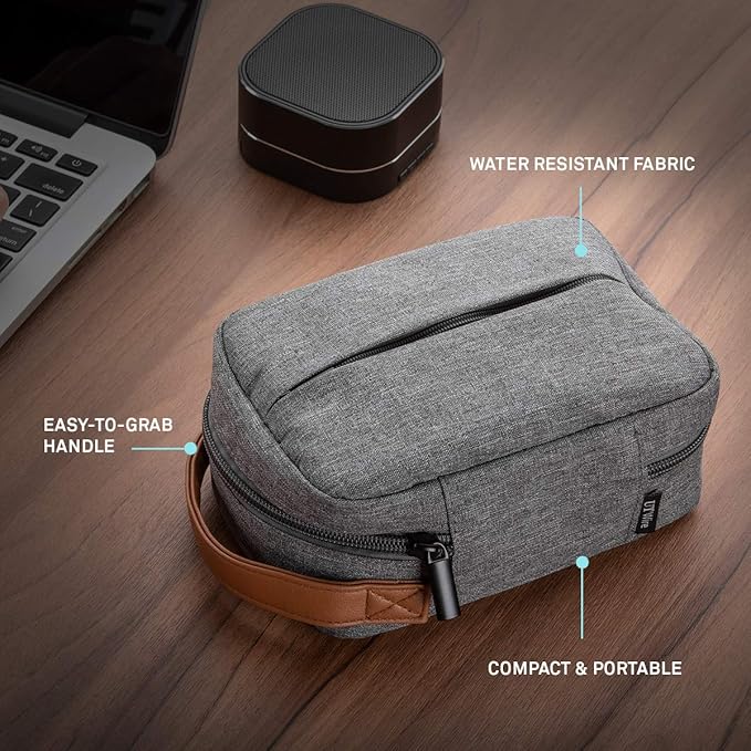 UT Wire Pocket for Gadgets – Trifold Travel Case Organizer Pouch Padded for Electronics Accessories, Cables, Tech Gear in Grey