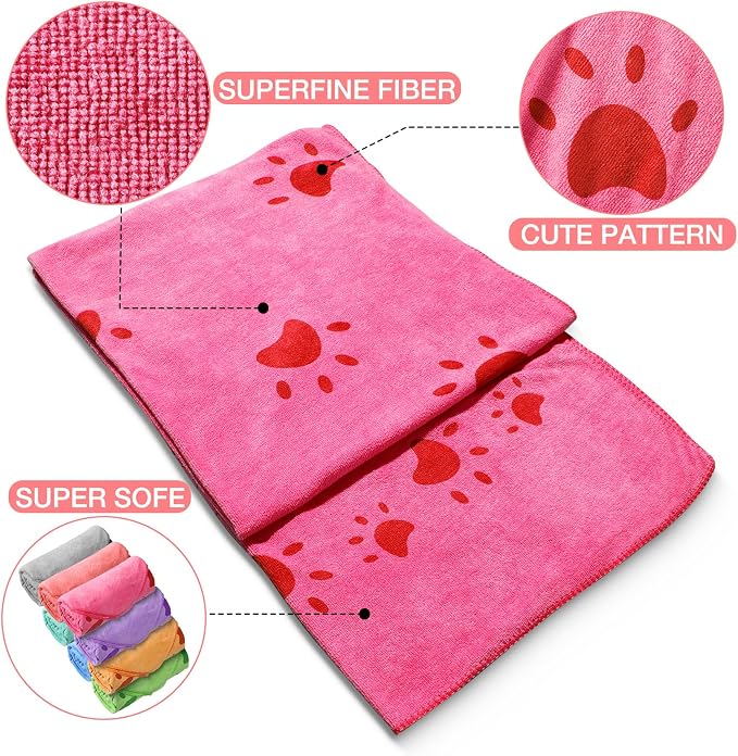 Chumia 8 Pcs 55 x 28 Inches Dog Towels Absorbent Microfiber Bath Drying Towels for Small Medium Large Pets Cat Puppy Shower Cleaning Accessories(8 Colors)