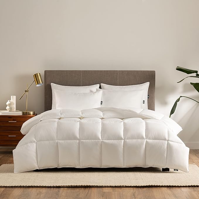 Serta Down Illusion All Season Hypoallergenic Down Alternative Comforter with Corner Loops, King/Cal King, White