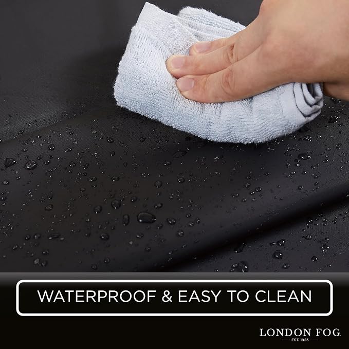 LONDON FOG 8G PEVA Shower Liner with Metal Grommets 1-Piece Standard Shower Curtain in Black, 70 x 72, PEVA, Adult, All Season, Oeko-TEX Certified