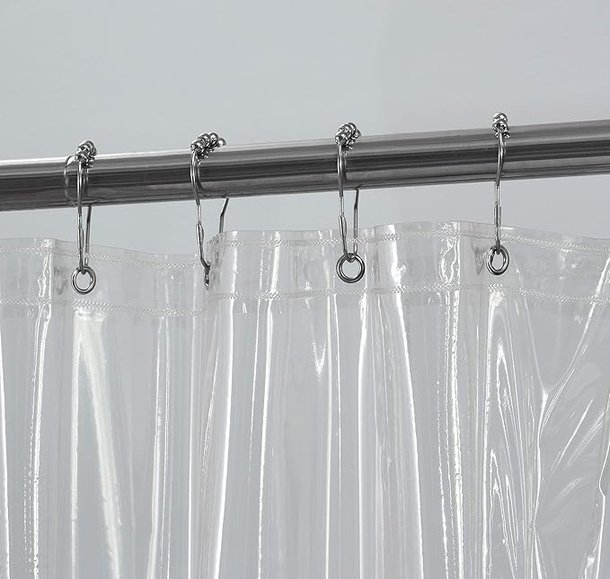 PEVA Antimicrobial PVC Free Shower Curtain Liner, Size:72”x72”, Color: Clear, Transparent