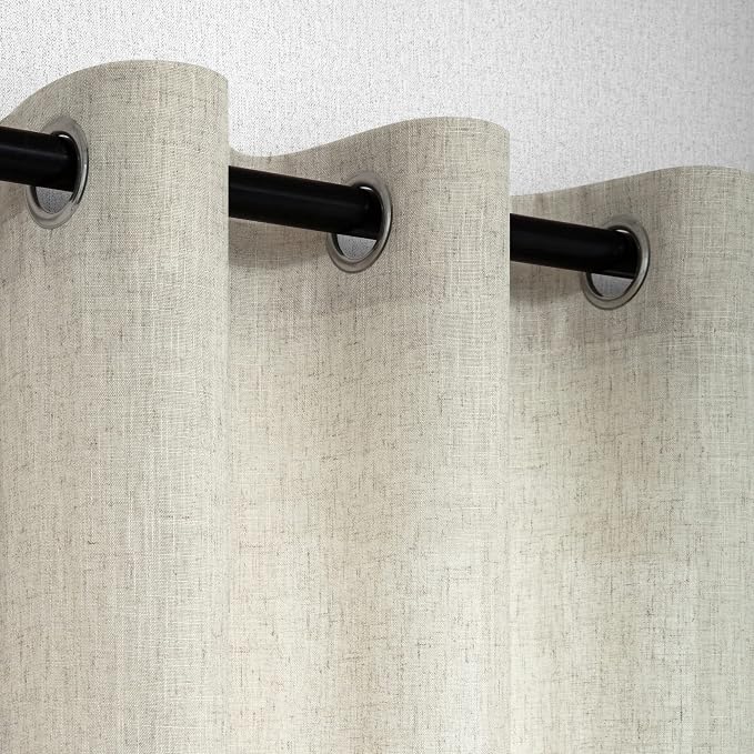 Boho Kitchen Curtains Length Country Decorative Rustic Primitive Open Mesh Textured Luxury Heavy Linen Blend Semi Opaque Short Sheer Burlap Curtains Farmhouse for Bathroom Small Window 52x45