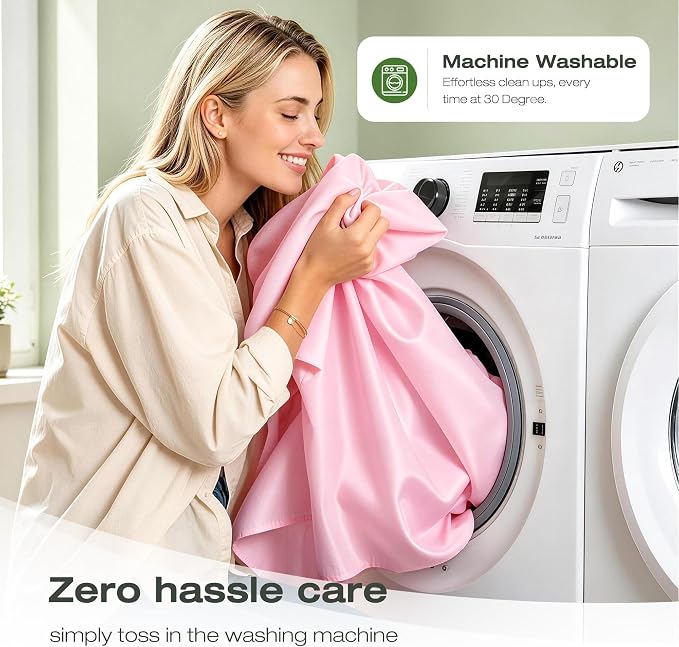 Pink Fabric Shower Curtains 70 X 72 Inch, Water-Resistant Heavy Duty Bathroom Cloth Shower Curtain Liner