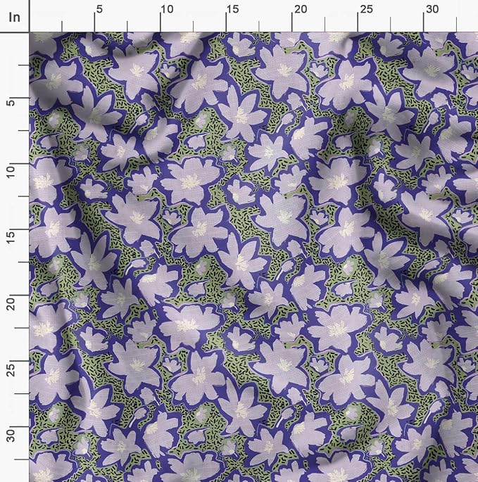 Soimoi Heavyweight Cotton Canvas Fabric Material - 56 Inch Wide, Purple - Floral Print, Ideal for Making Durable Tote Bags, Backpacks, Jackets, Upholstery, Cushions, Outdoor Furniture Covers, 1 Yard