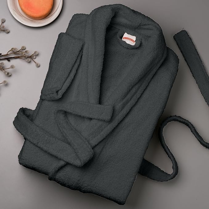 RIVERSIDE Premium 100% Cotton Terry Bathrobe For Women and Men - Soft Towel Robes with Shawl Collar Ajdustable Belt & Pockets