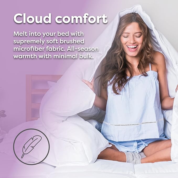 HOSPITOLOGY PRODUCTS Reversible Brown / Beige Comforter Twin Hypoallergenic Duvet Insert Microfiber All Season Goose Down Alternative Quilted - Corner Loops - Box Stitched - Washable - 64" W x 86" L