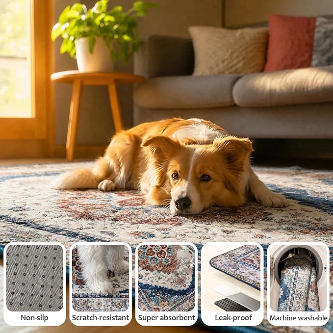 Washable Pee Pads for Dogs, Reusable Puppy Potty Training Pads, Ultra-Absorbent Thick Waterproof Leak-Proof Non-Slip Pads & Mat for Crate, Playpen, Floor, Whelping & Housebreaking , 2 Pack 54"x54"
