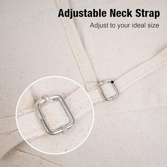 conda Adjustable Professional Bib Apron 100% Cotton Canvas with 3 Pockets for Women Men Adults, Waterproof, Natural 31inch (1pcs Pack)