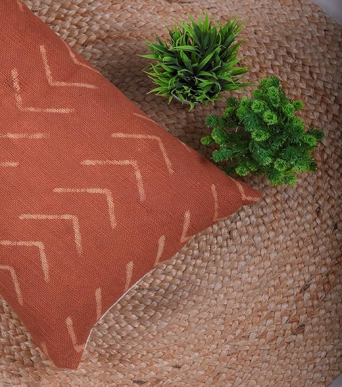 Trade Star 100% Cotton Lumbar Modern Rustic Sofa Decoration Cover Handloomed Cushion Cover Boho Pillow Cases Throw Pillow Cover (Rust Phoenix 12X24 INCHES)