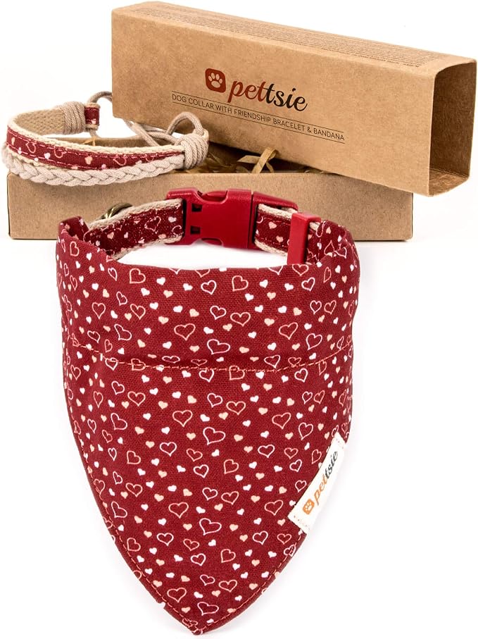 Pettsie Hemp Dog Bandana Collar & Matching Owner Friendship Bracelet | Soft & Durable Hemp, Removable Scarf, Matching Owner Friendship Bracelet, Gift-Ready Set